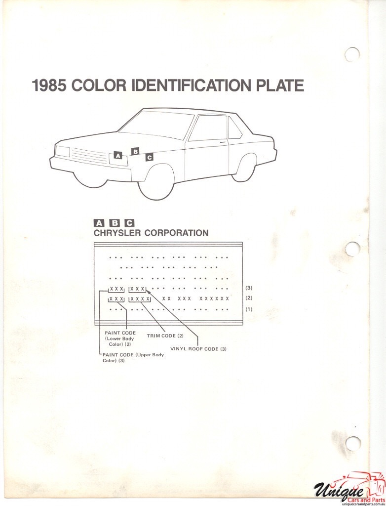 1985 Chrysler Paint Charts DuPont 4